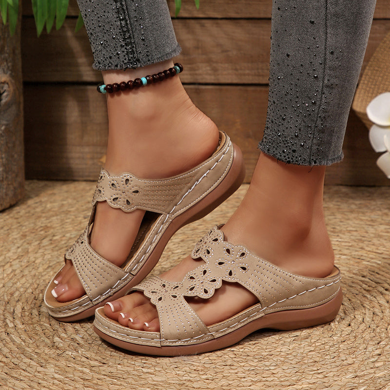 Women’s Wedge Sandals Peep-Toe Design with Rhinestone Accents 1