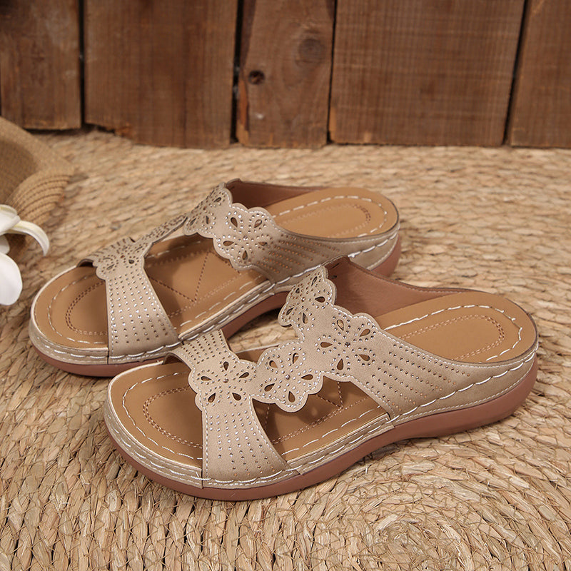 Women’s Wedge Sandals Peep-Toe Design with Rhinestone Accents 7