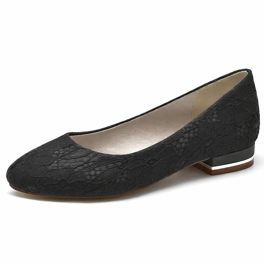 Women’s White Lace Flat Bridal Shoes Elegant Round Toe Design 5