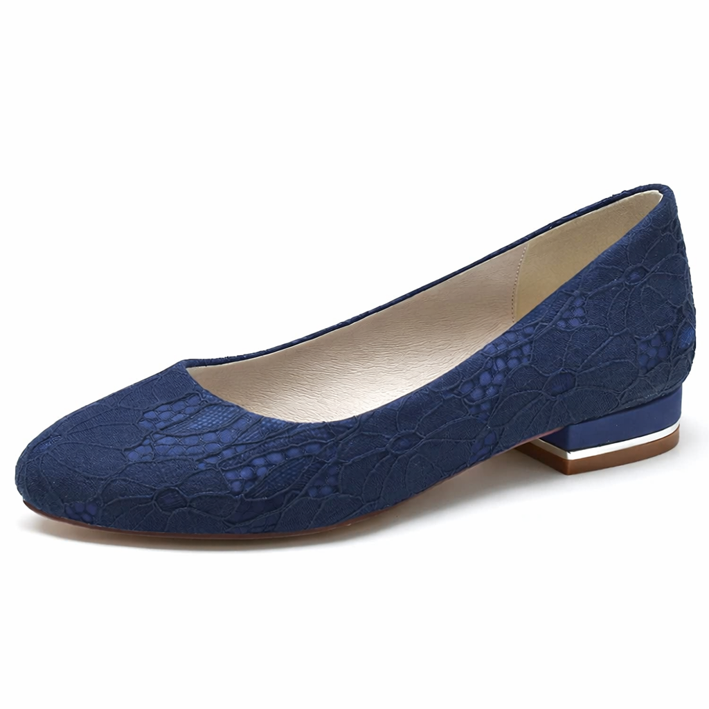 Women’s White Lace Flat Bridal Shoes Elegant Round Toe Design 7