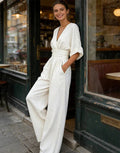 Women’s Wide-Leg Jumpsuit Elegant Wrap-Style Design 0