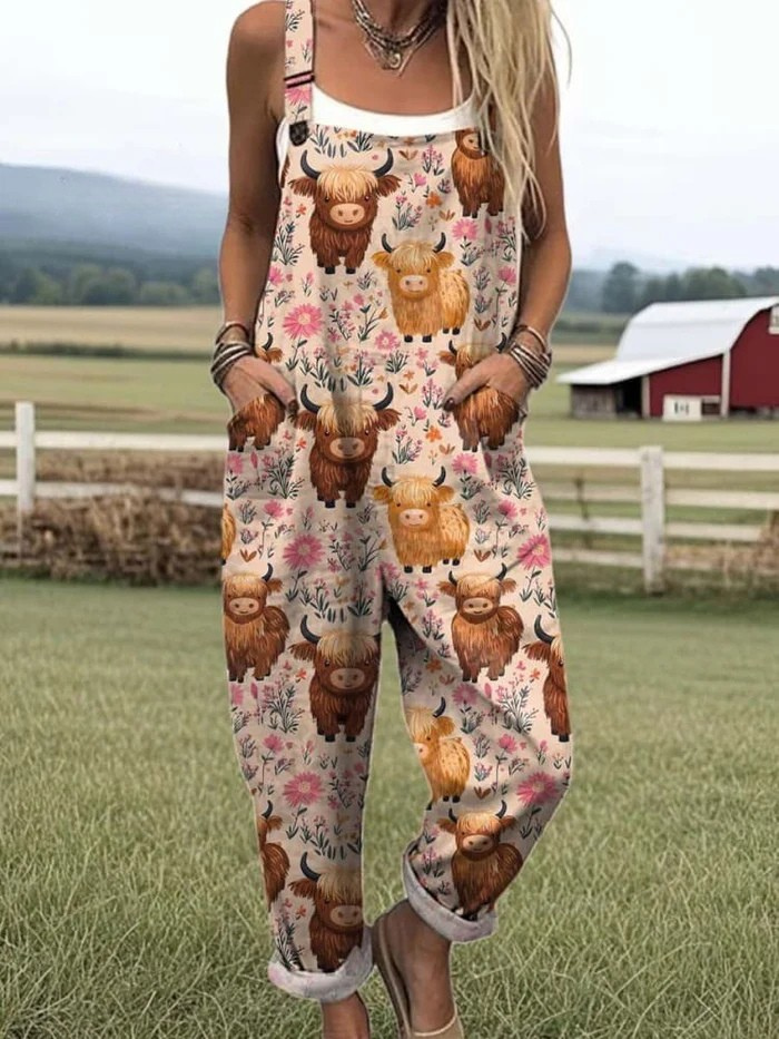 Women’s Wide-Leg Jumpsuit Relaxed Fit with Bee Embroidery 2