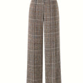 Women’s Wide-Leg Plaid Trousers High Waist Design 0