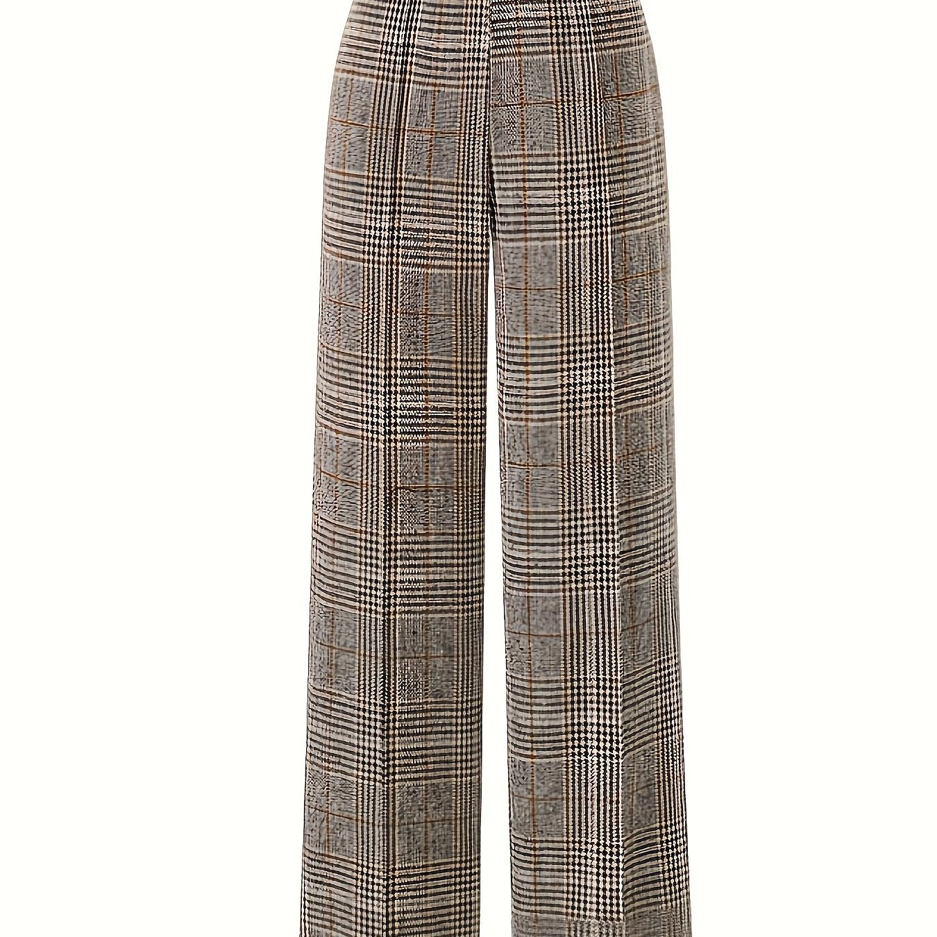 Women’s Wide-Leg Plaid Trousers High Waist Design 0