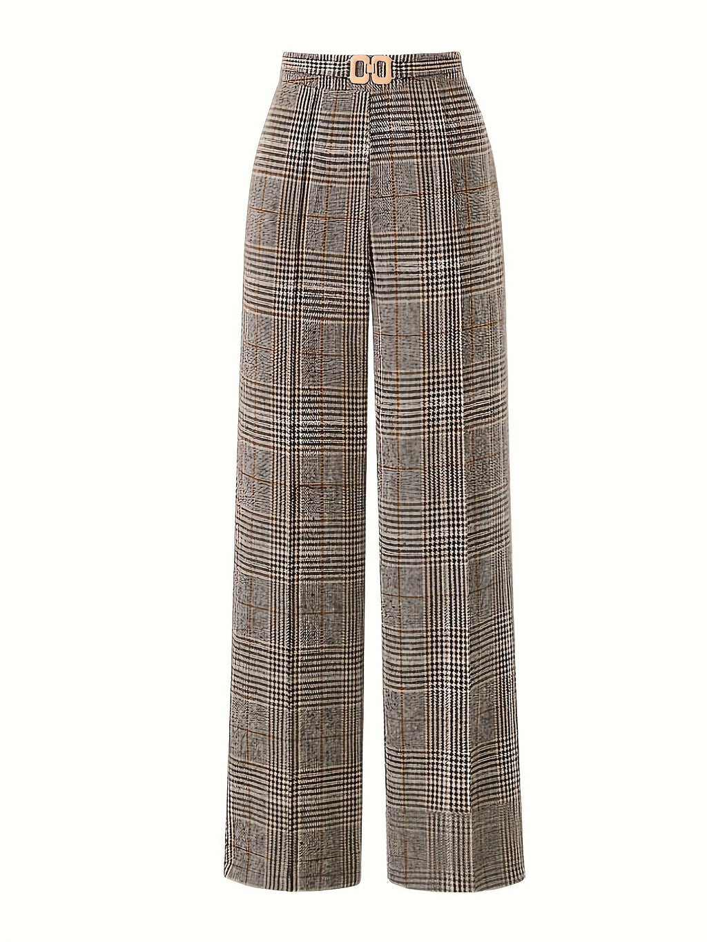 Women’s Wide-Leg Plaid Trousers High Waist Design 1