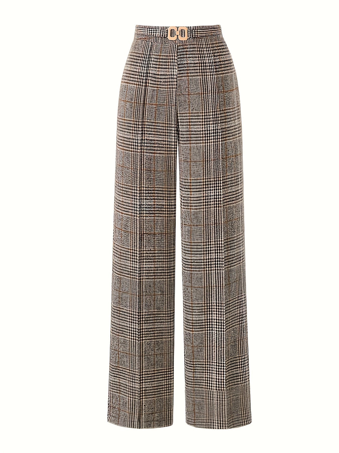 Women’s Wide-Leg Plaid Trousers High Waist Design 1