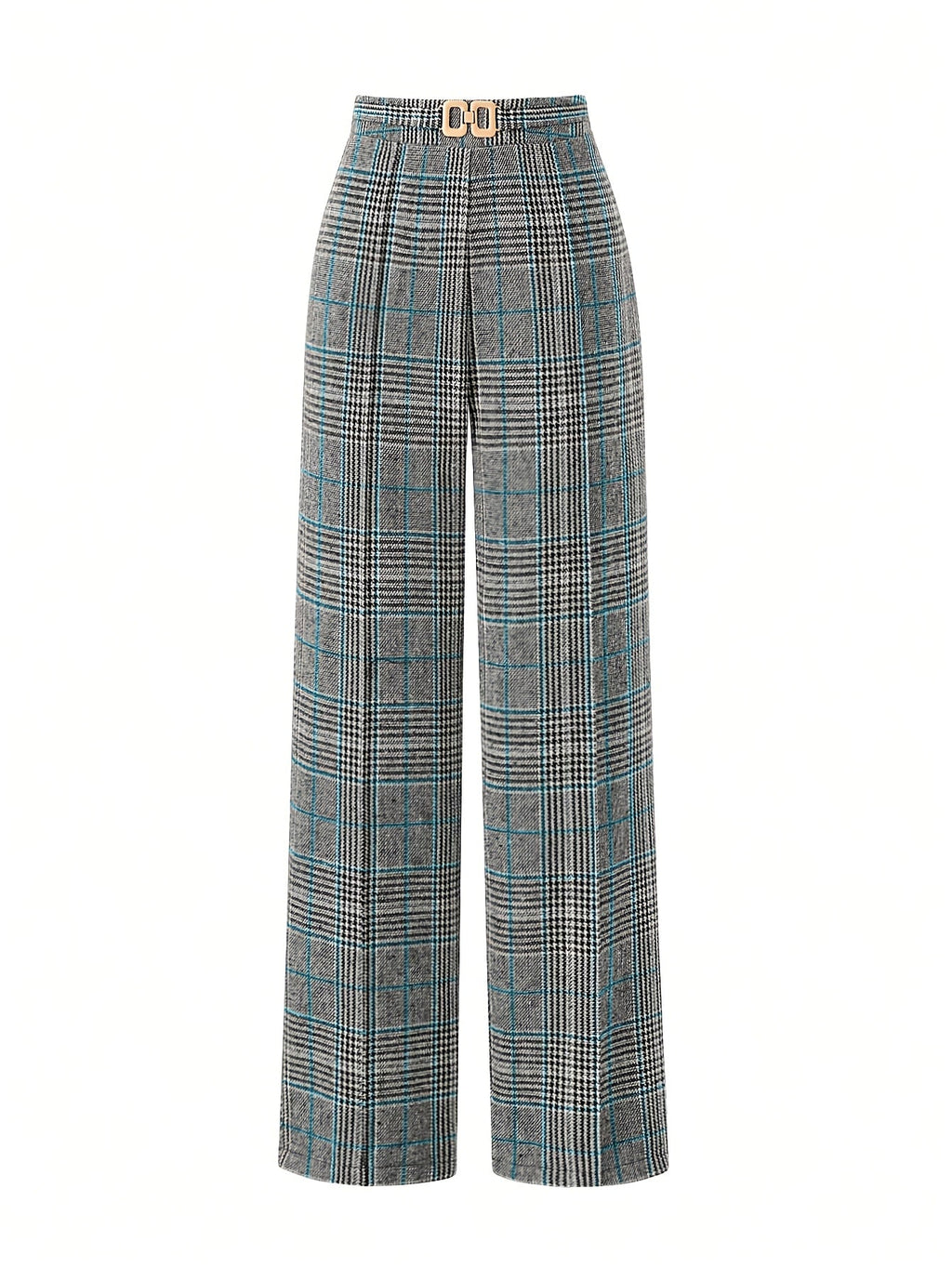 Women’s Wide-Leg Plaid Trousers High Waist Design 7
