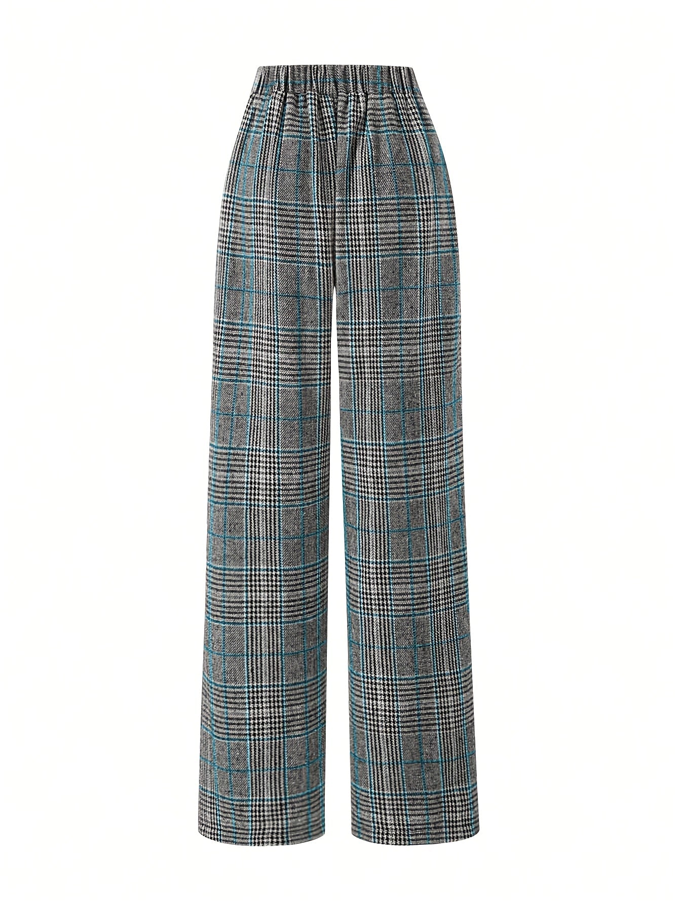 Women’s Wide-Leg Plaid Trousers High Waist Design 8