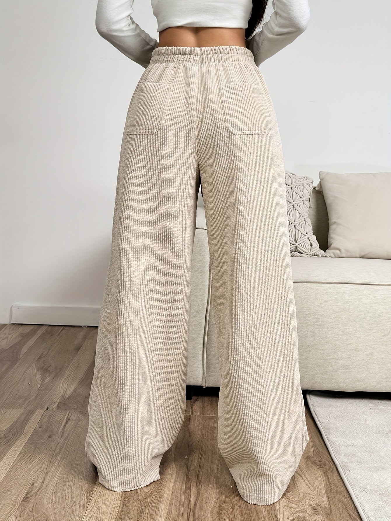 Women’s Wide-Leg Trousers Relaxed Fit with Adjustable Waist 2