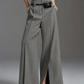 Women’s Wide Leg Trousers with Front Slit Elegant Fit 0