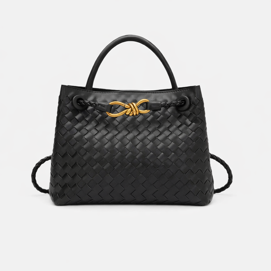 Women’s Woven Tote Bag Soft Vegan Leather Shoulder Design 0