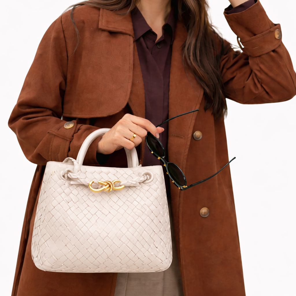 Women’s Woven Tote Bag Soft Vegan Leather Shoulder Design 4