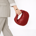 Women’s Woven Tote Bag Soft Vegan Leather with Knot Handle 0
