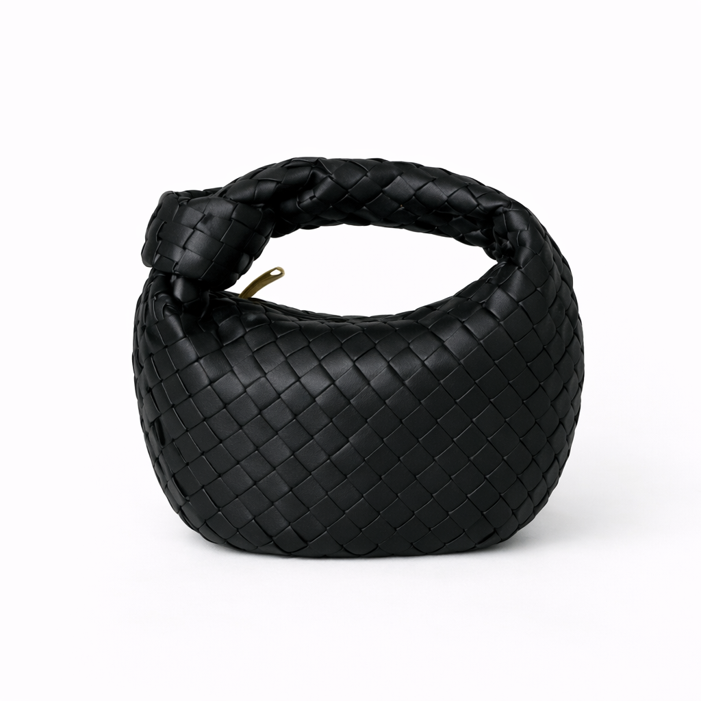 Women’s Woven Tote Bag Soft Vegan Leather with Knot Handle 4