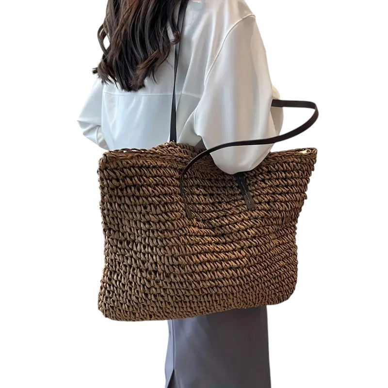 Women’s Woven Tote Bag Stylish Design for Work and Beach 5