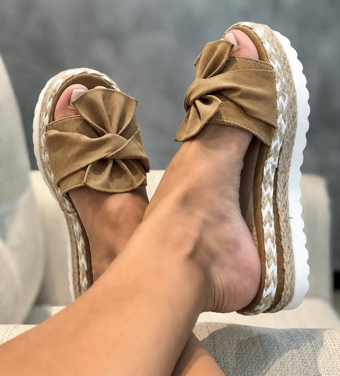 Women’s Woven Wedge Sandals with Charming Bow Detail 4