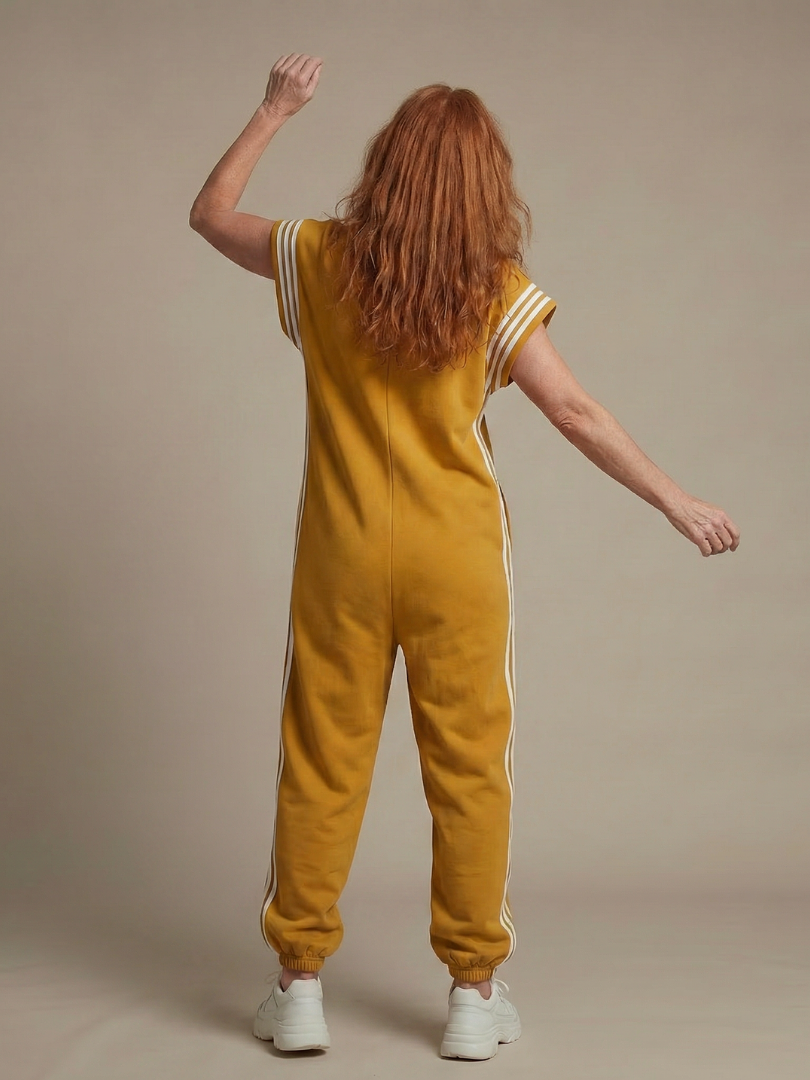 Women’s Zip Front Jumpsuit with Stripe Panels and Wide Sleeves 8