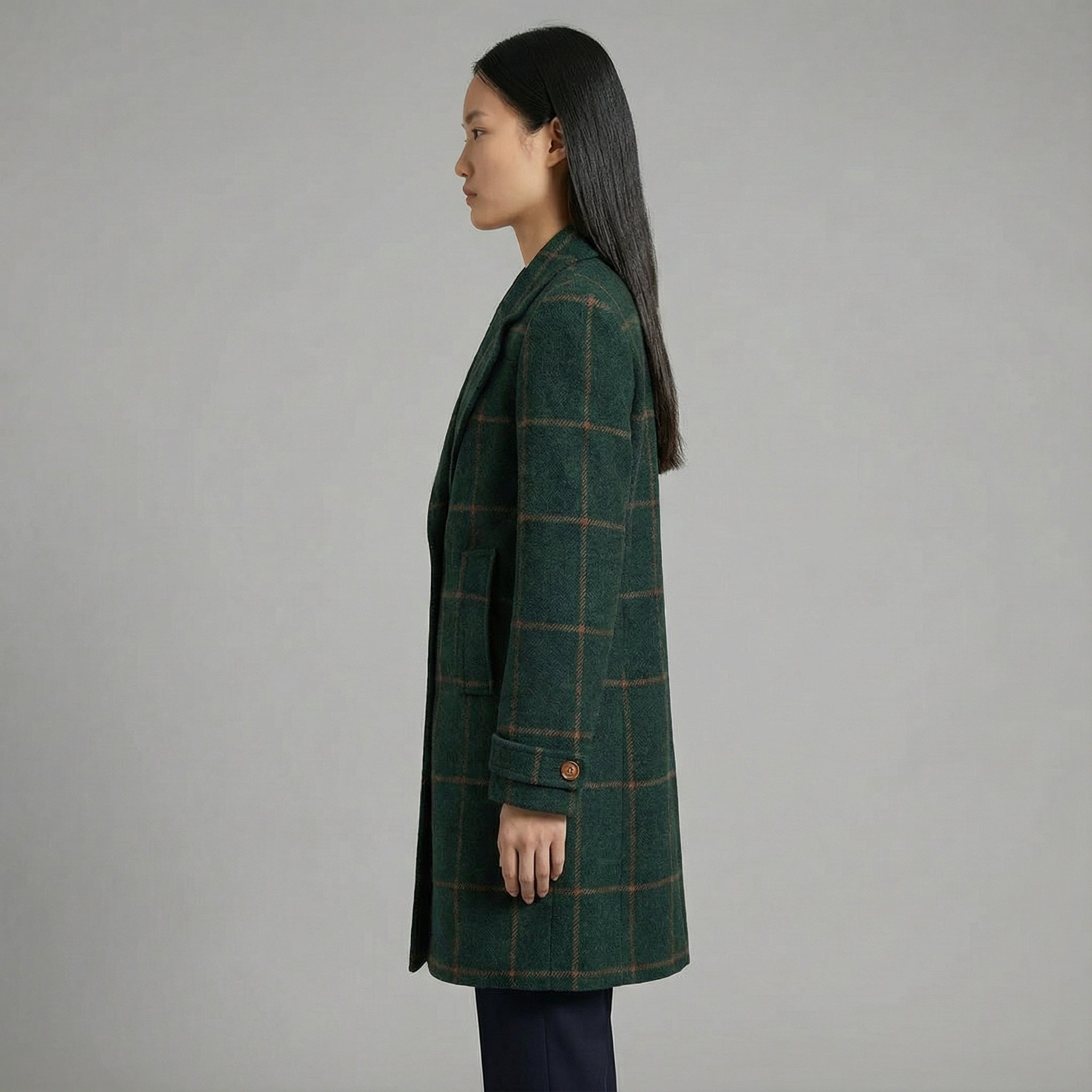 Classic Wool Check Coat for Refined Everyday Wear