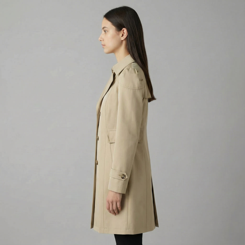 Women’s Classic Trench Coat with Lapel Collar