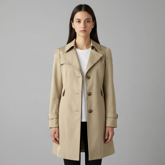 Women’s Classic Trench Coat with Lapel Collar